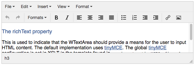 example rich-text mode WTextArea